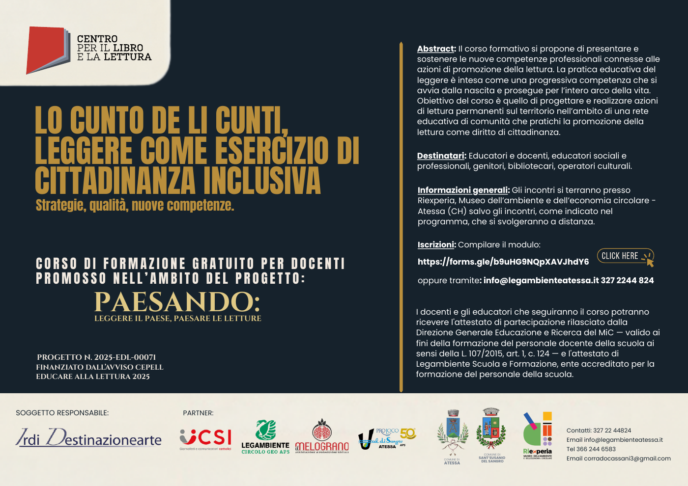 Lo cunto de li cunti: corso di formazione per docenti ed educatori